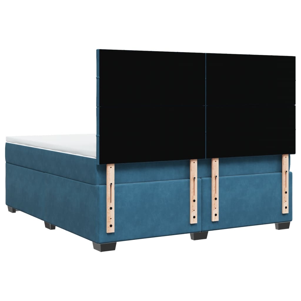 Boxspring met matras fluweel blauw 180x200 cm