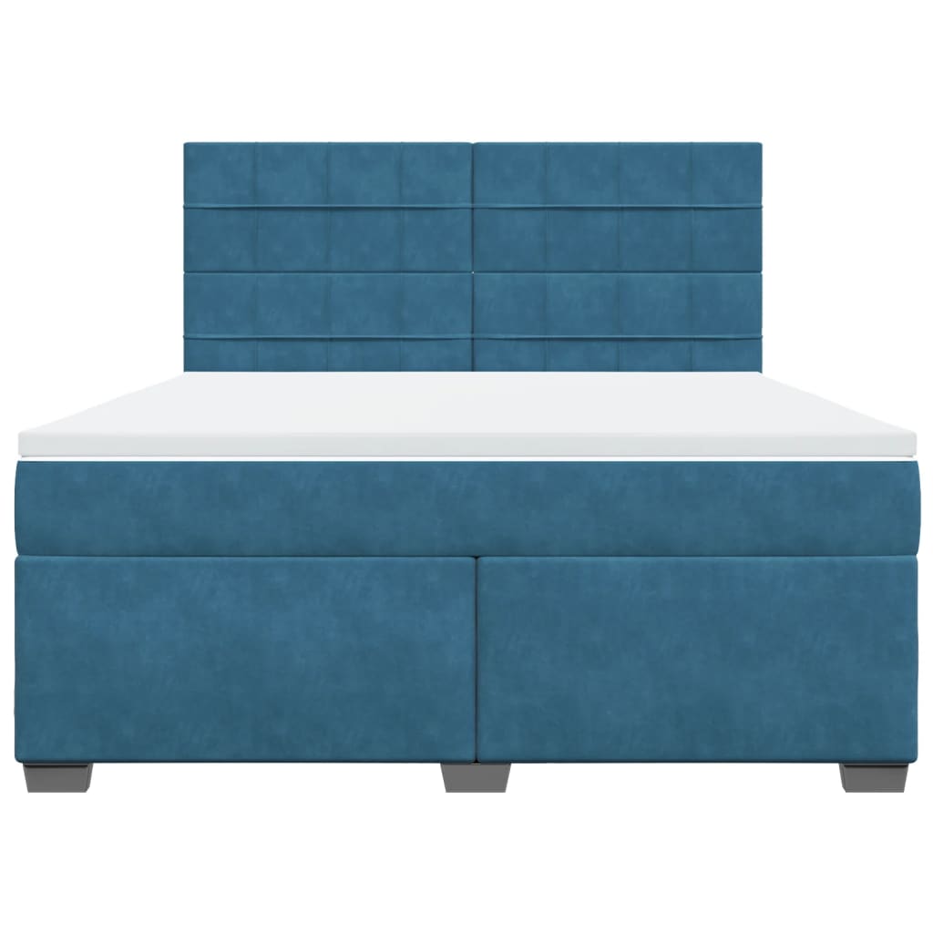 Boxspring met matras fluweel blauw 180x200 cm