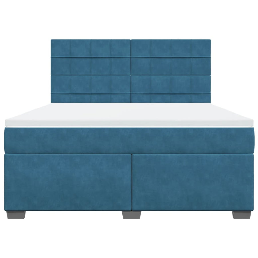 Boxspring met matras fluweel blauw 180x200 cm