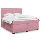 Boxspring met matras fluweel roze 180x200 cm