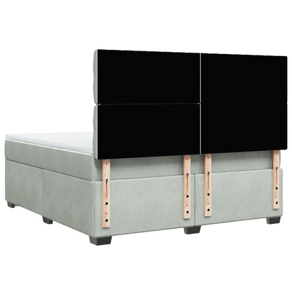 Boxspring met matras fluweel lichtgrijs 180x200 cm