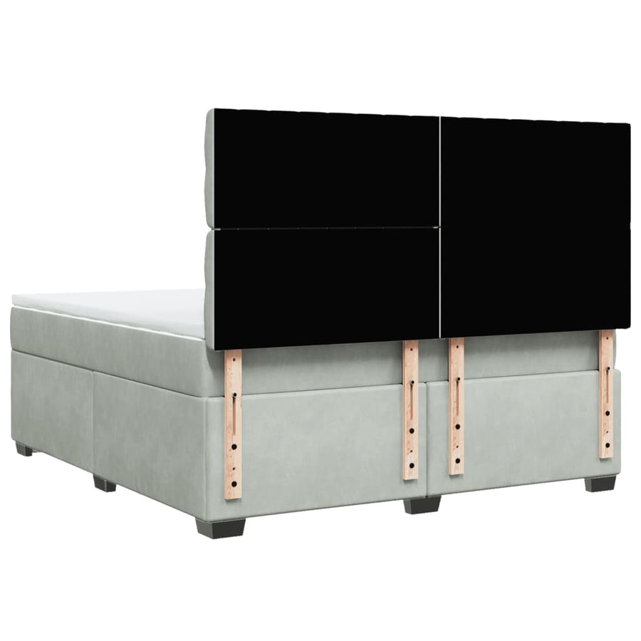Boxspring met matras fluweel lichtgrijs 180x200 cm