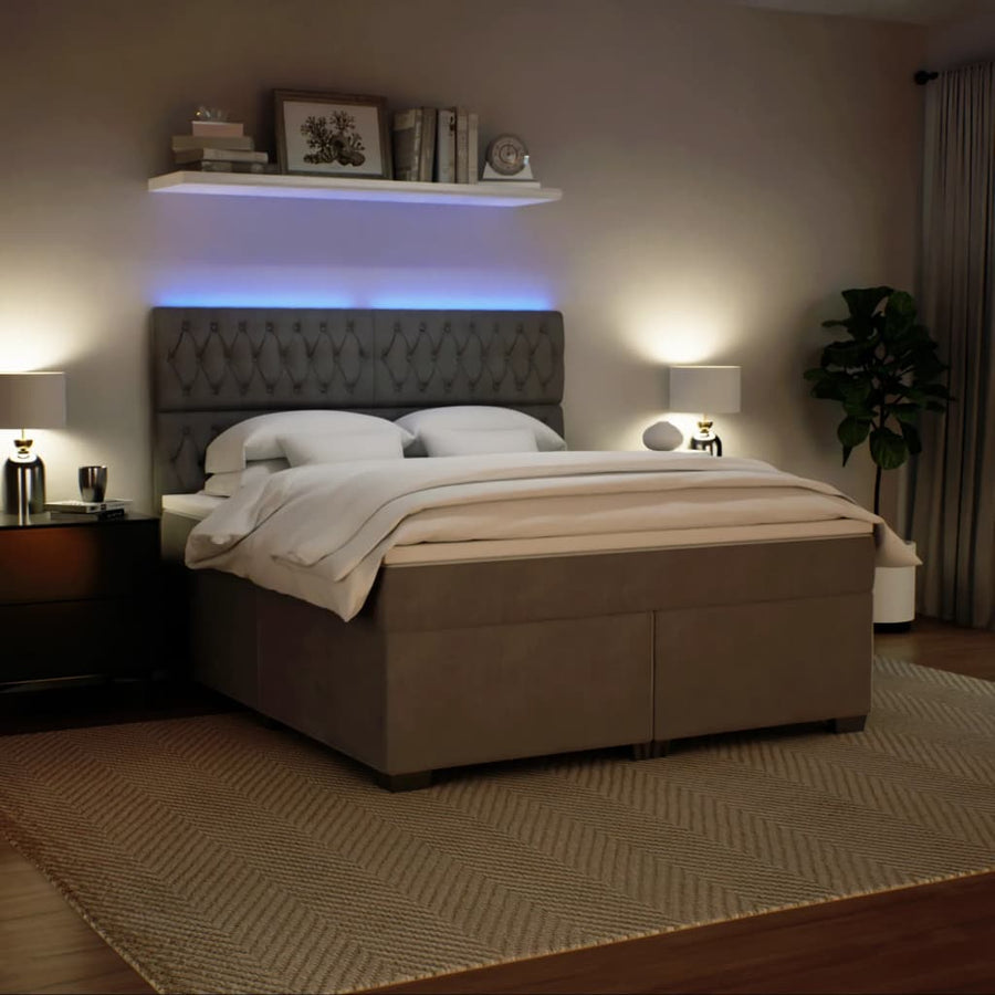 Boxspring met matras fluweel lichtgrijs 180x200 cm
