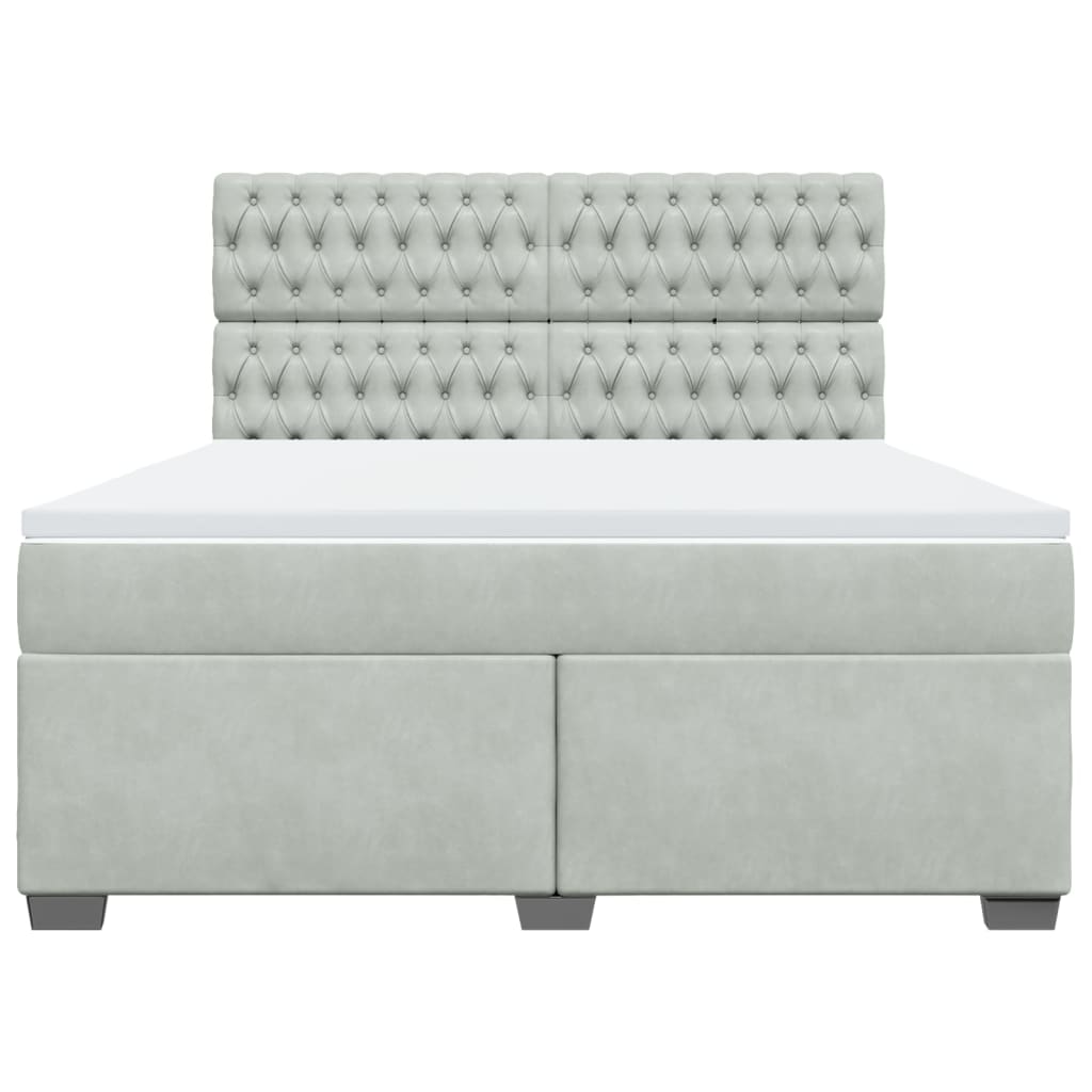 Boxspring met matras fluweel lichtgrijs 180x200 cm
