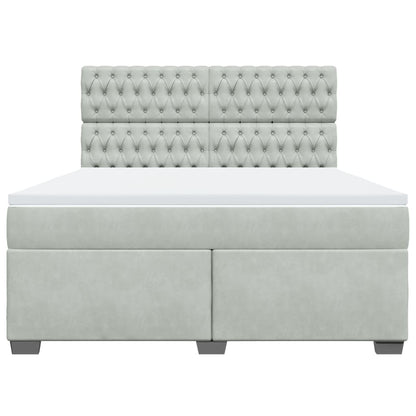 Boxspring met matras fluweel lichtgrijs 180x200 cm
