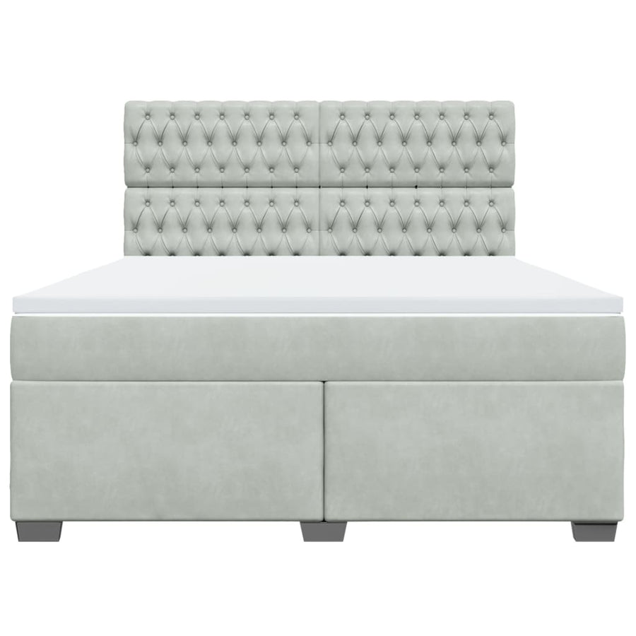 Boxspring met matras fluweel lichtgrijs 180x200 cm