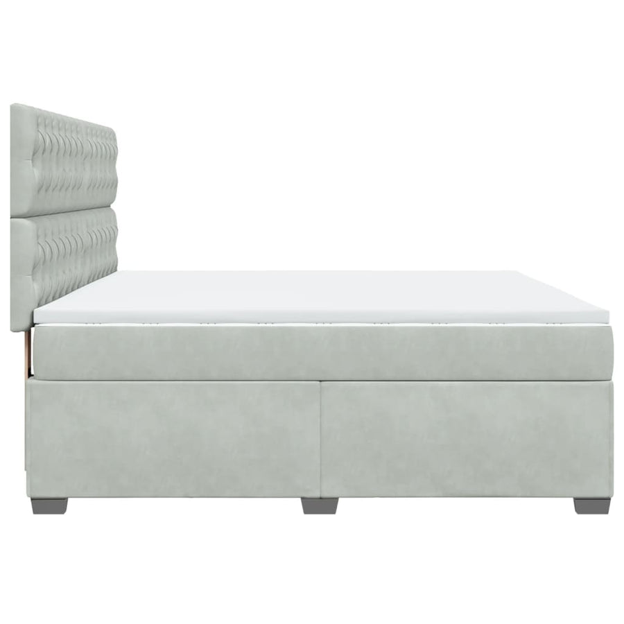 Boxspring met matras fluweel lichtgrijs 180x200 cm