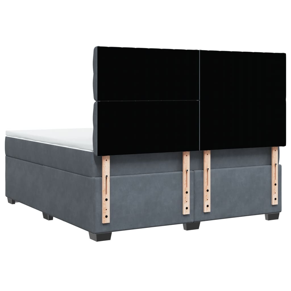 Boxspring met matras fluweel donkergrijs 180x200 cm
