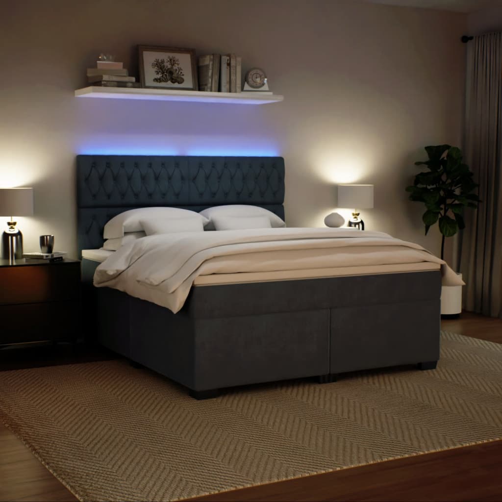 Boxspring met matras fluweel donkergrijs 180x200 cm