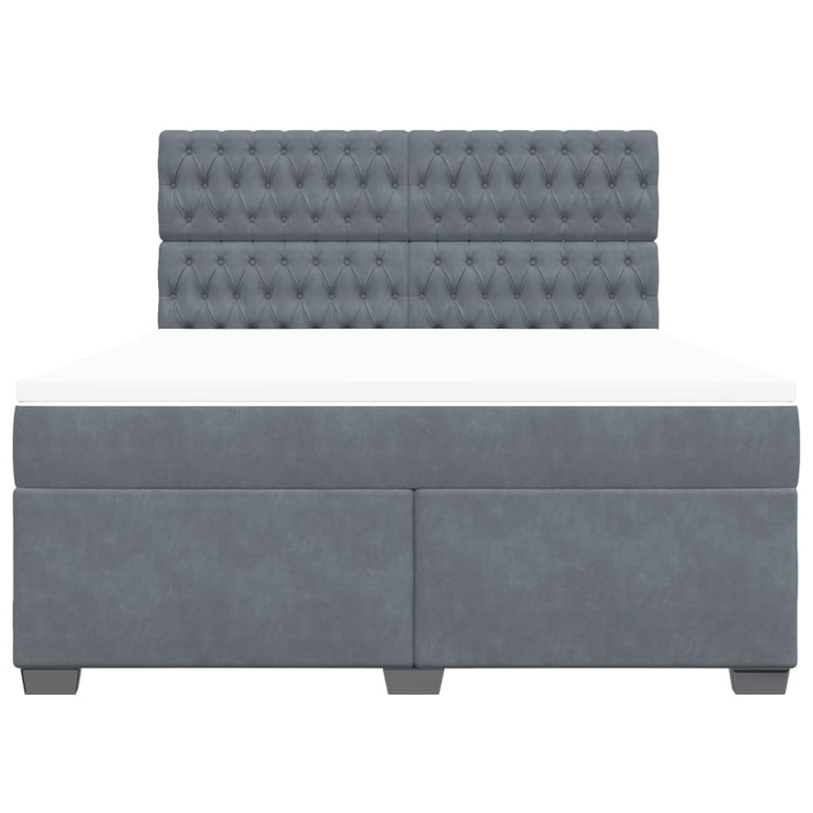 Boxspring met matras fluweel donkergrijs 180x200 cm