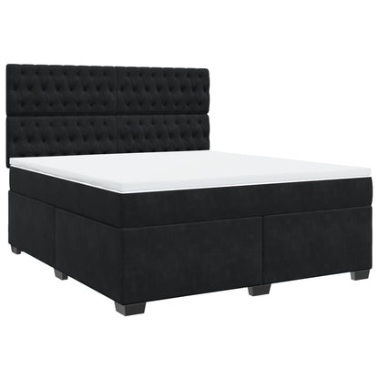 Boxspring met matras fluweel zwart 180x200 cm