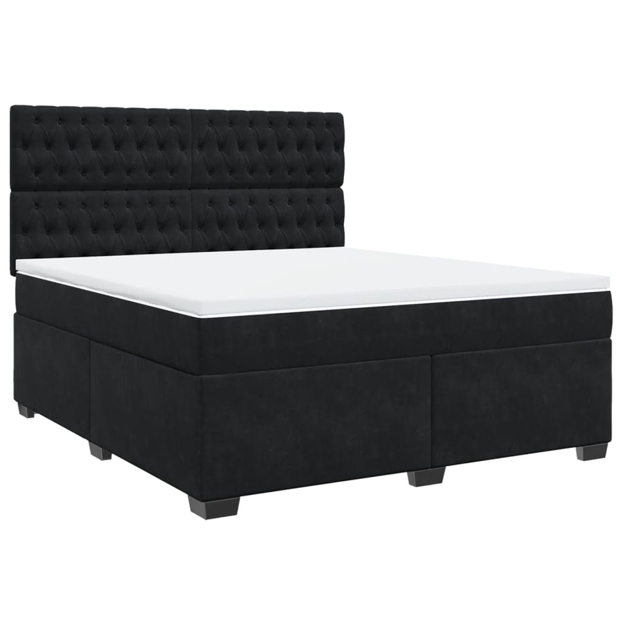 Boxspring met matras fluweel zwart 180x200 cm