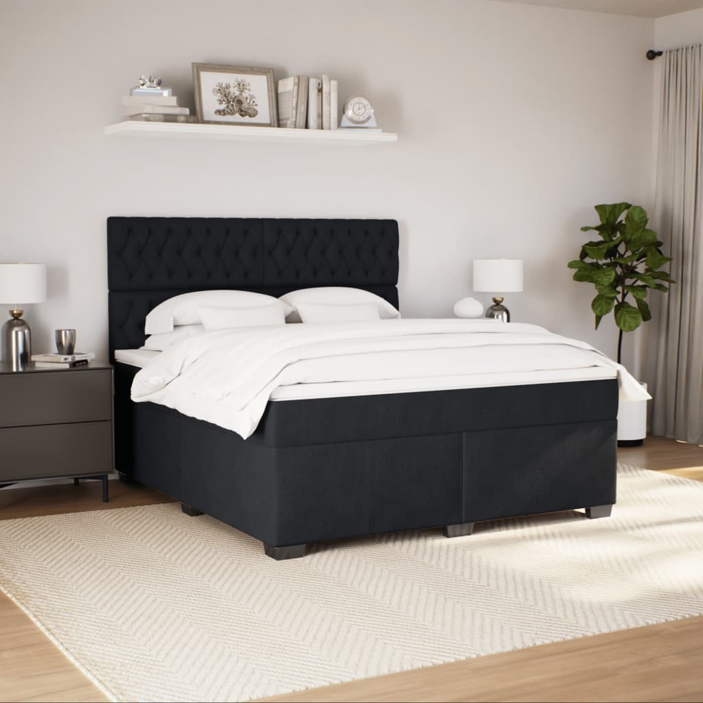 Boxspring met matras fluweel zwart 180x200 cm