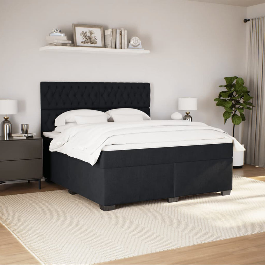 Boxspring met matras fluweel zwart 180x200 cm