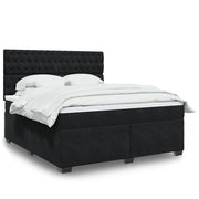 Box spring bed with velvet mattress black 180x200 cm