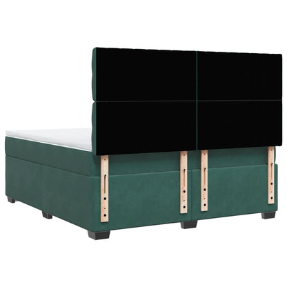 Boxspring met matras fluweel donkergroen 180x200 cm