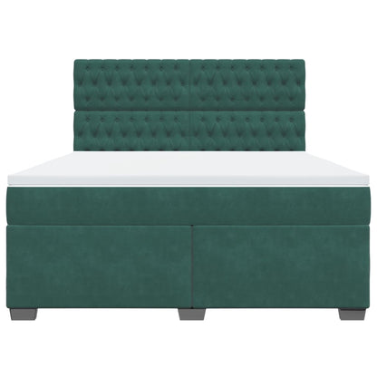 Boxspring met matras fluweel donkergroen 180x200 cm