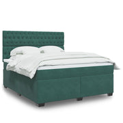 Box spring bed with velvet dark green mattress 180x200 cm