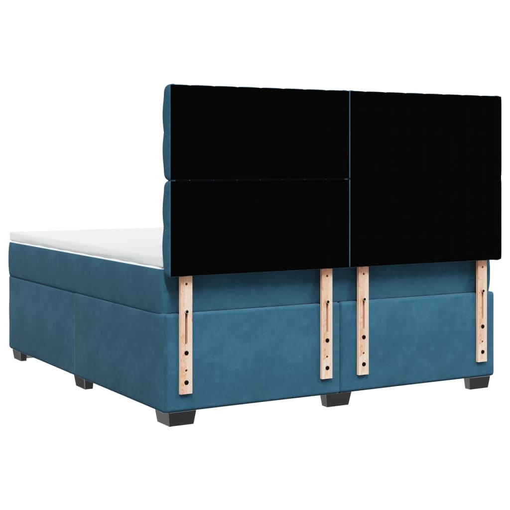 Boxspring met matras fluweel blauw 180x200 cm