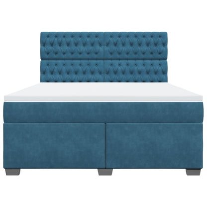 Boxspring met matras fluweel blauw 180x200 cm