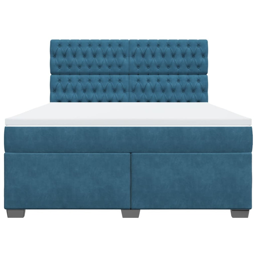 Boxspring met matras fluweel blauw 180x200 cm