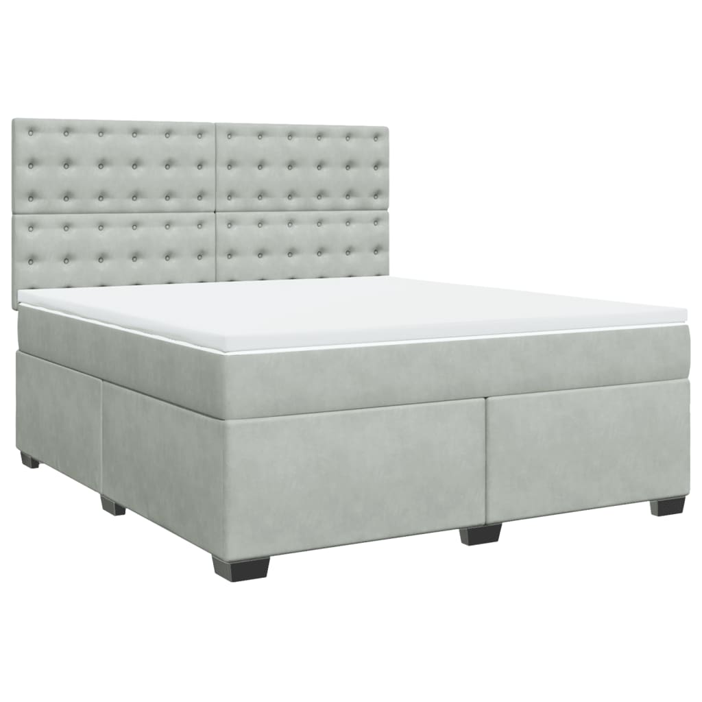 Boxspring met matras fluweel lichtgrijs 180x200 cm