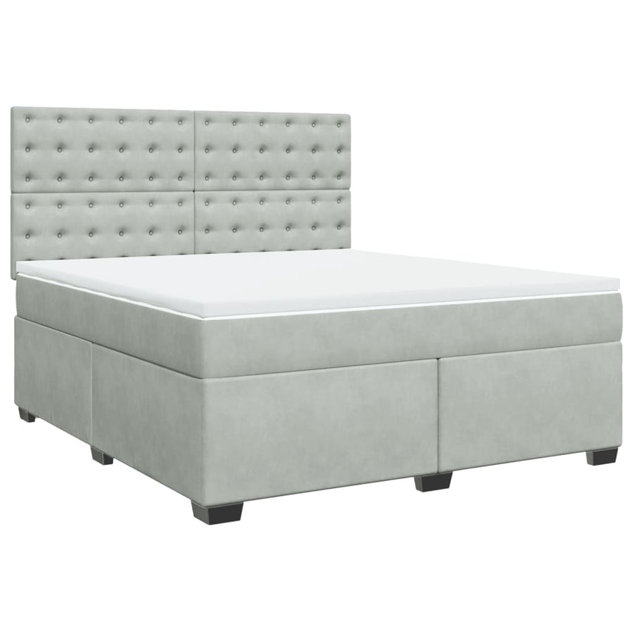 Boxspring met matras fluweel lichtgrijs 180x200 cm