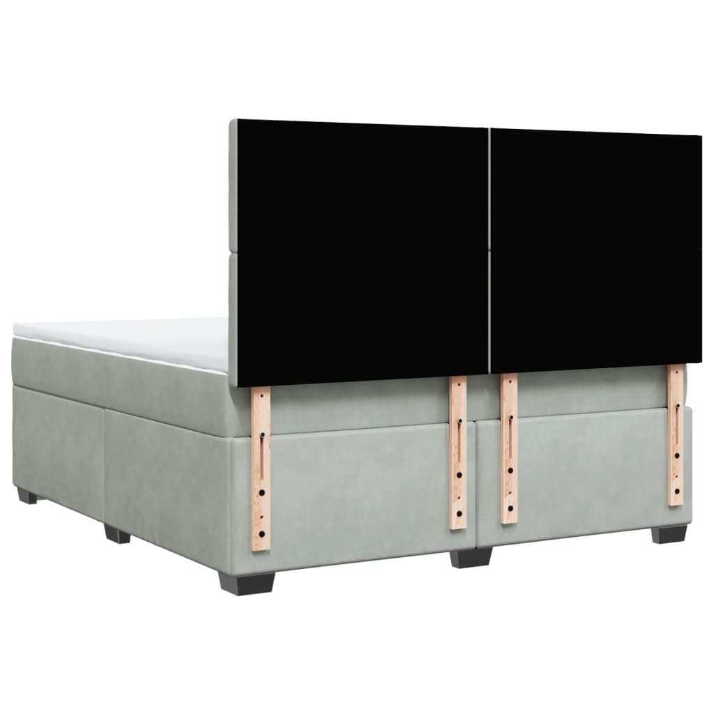 Boxspring met matras fluweel lichtgrijs 180x200 cm