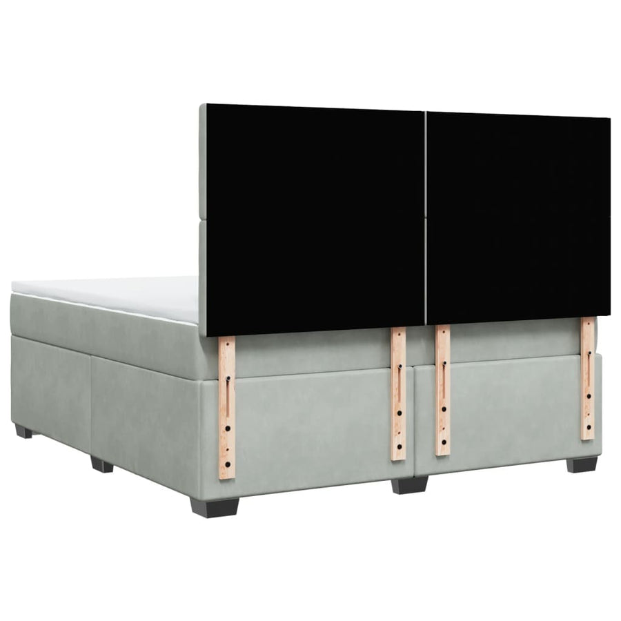 Boxspring met matras fluweel lichtgrijs 180x200 cm
