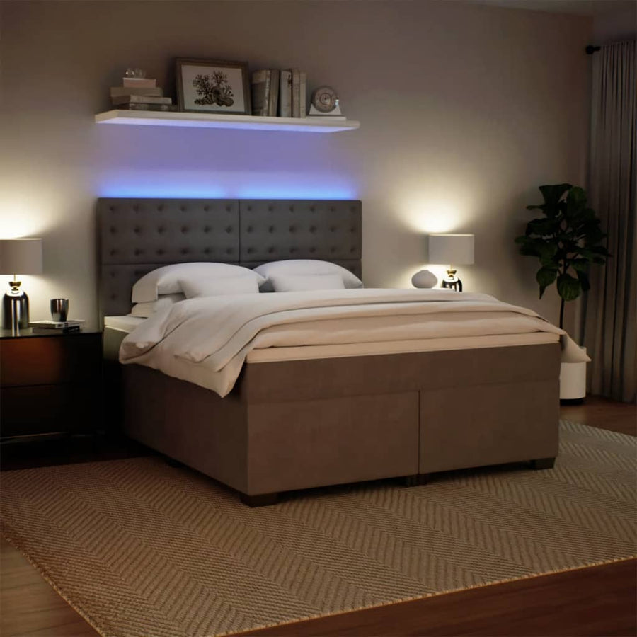 Boxspring met matras fluweel lichtgrijs 180x200 cm