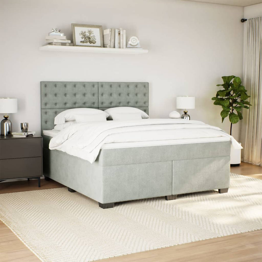 Boxspring met matras fluweel lichtgrijs 180x200 cm