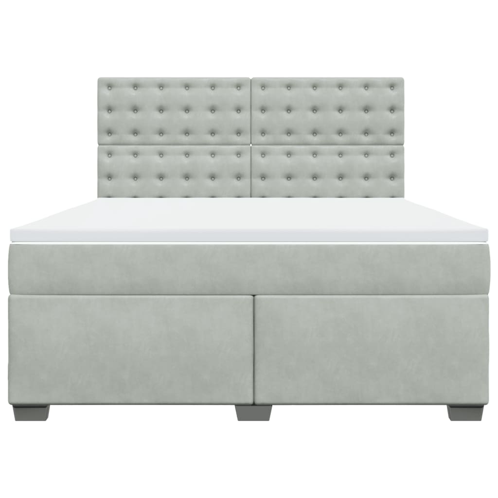 Boxspring met matras fluweel lichtgrijs 180x200 cm