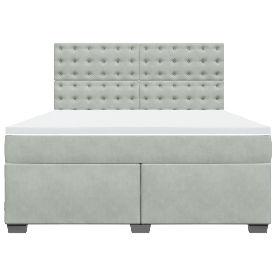 Boxspring met matras fluweel lichtgrijs 180x200 cm