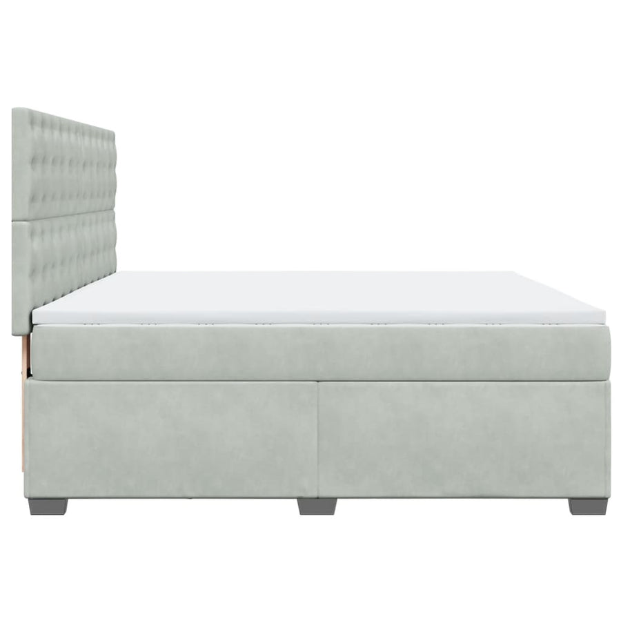Boxspring met matras fluweel lichtgrijs 180x200 cm