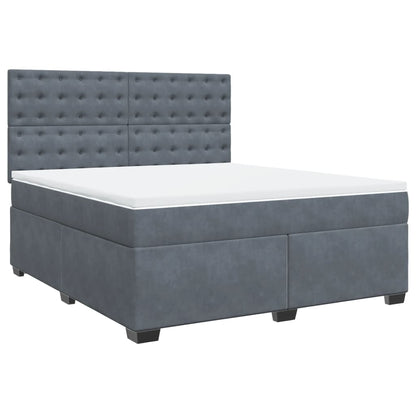 Boxspring met matras fluweel donkergrijs 180x200 cm
