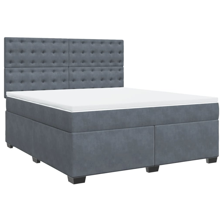 Boxspring met matras fluweel donkergrijs 180x200 cm