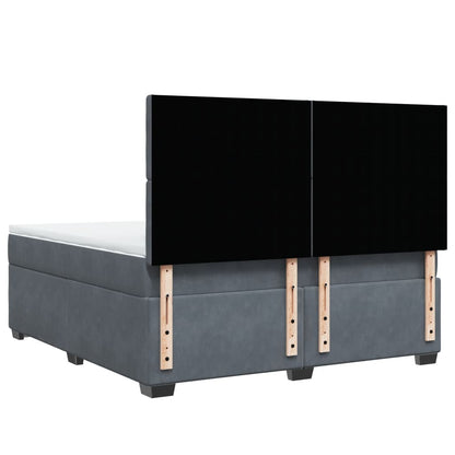 Boxspring met matras fluweel donkergrijs 180x200 cm