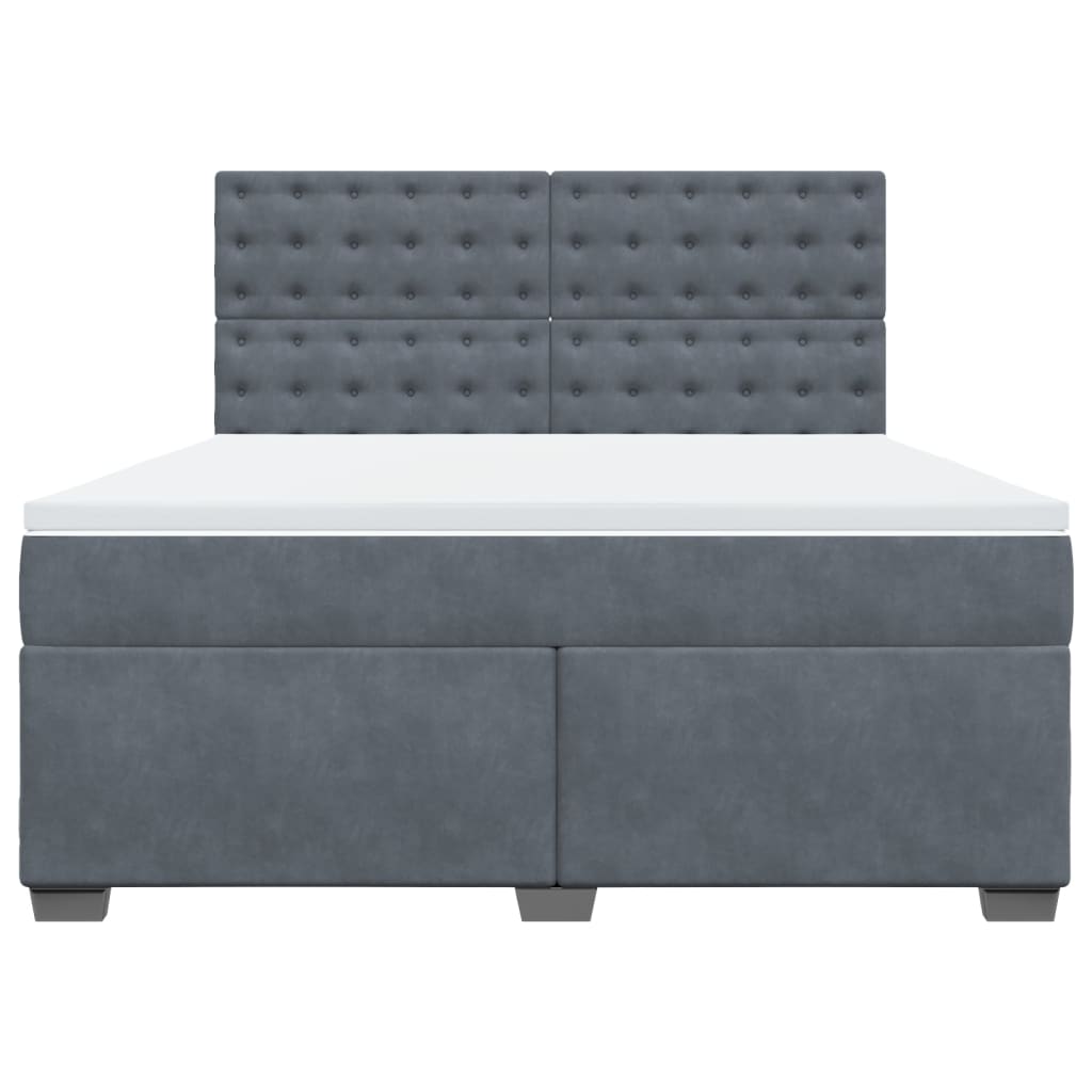 Boxspring met matras fluweel donkergrijs 180x200 cm