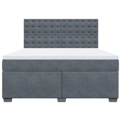 Boxspring met matras fluweel donkergrijs 180x200 cm