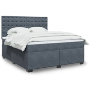 Boxspring 180x200 cm fluweel donkergrijs met matras