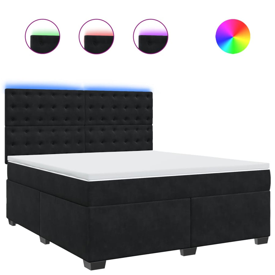Boxspring met matras fluweel zwart 180x200 cm