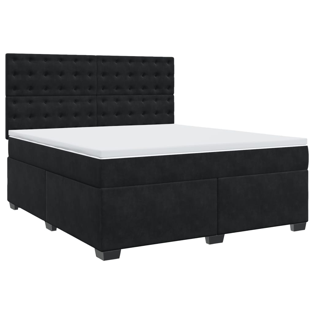 Boxspring met matras fluweel zwart 180x200 cm
