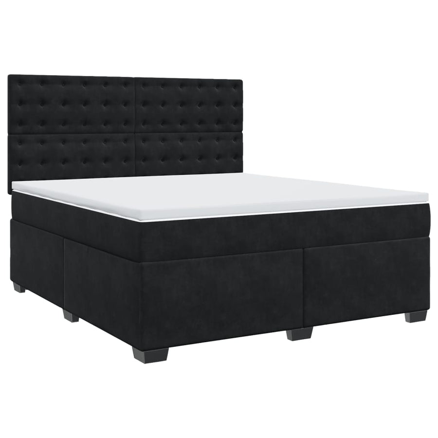 Boxspring met matras fluweel zwart 180x200 cm