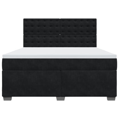 Boxspring met matras fluweel zwart 180x200 cm