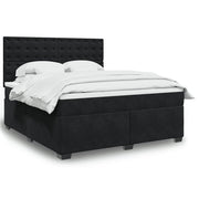 Box spring bed with velvet mattress black 180x200 cm