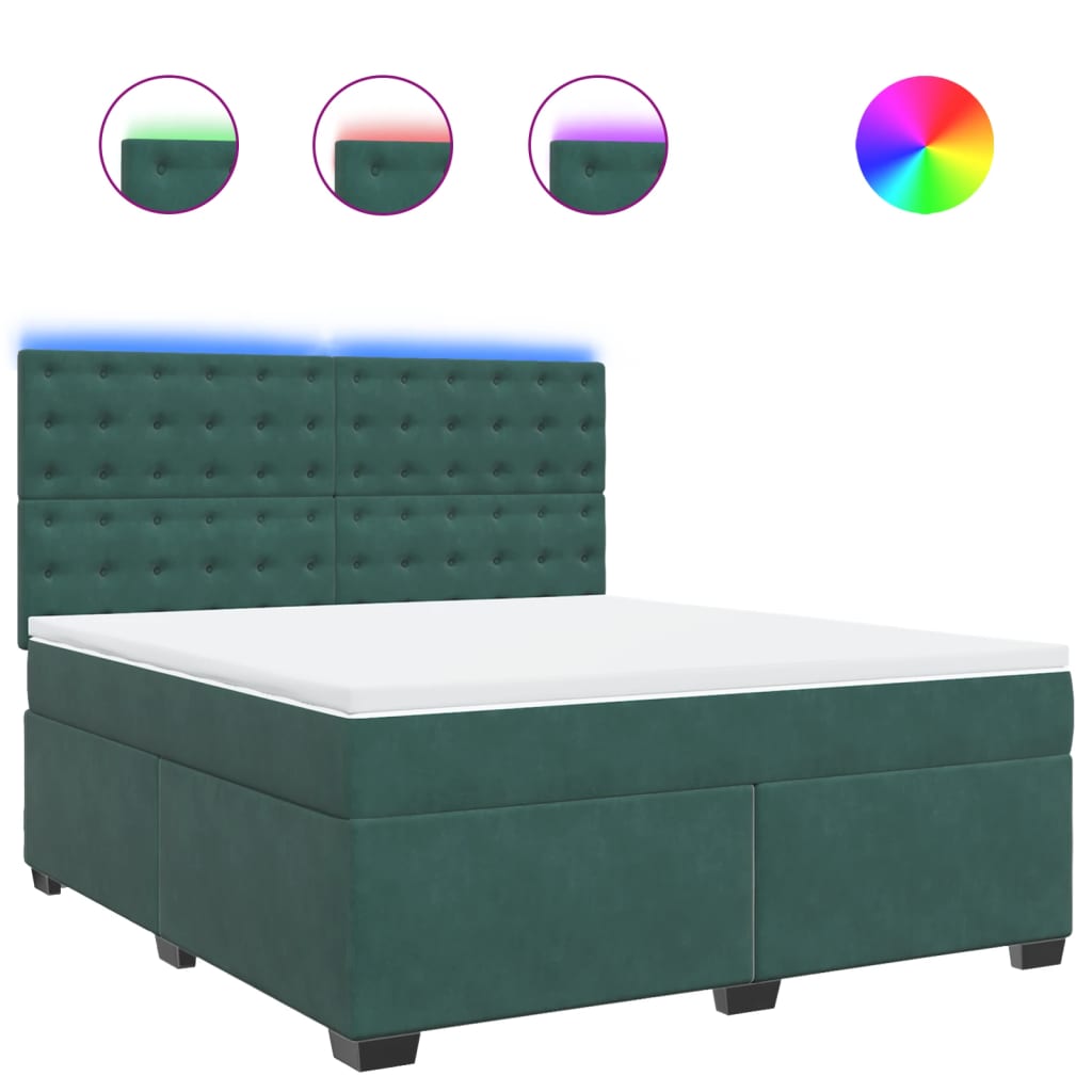 Boxspring met matras fluweel donkergroen 180x200 cm