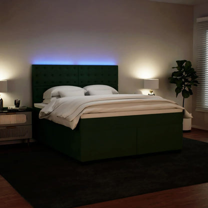 Boxspring met matras fluweel donkergroen 180x200 cm