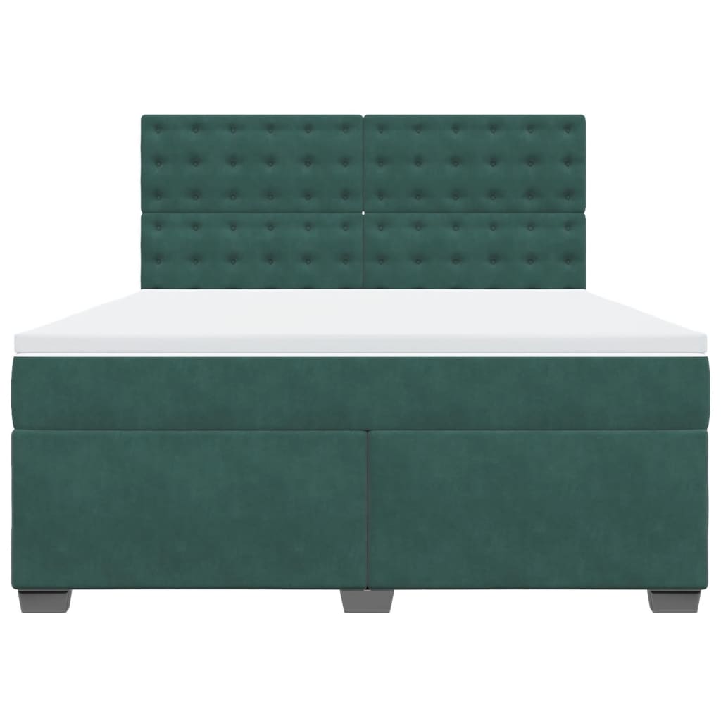 Boxspring met matras fluweel donkergroen 180x200 cm