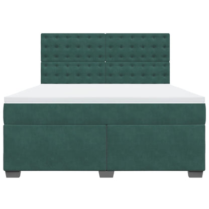 Boxspring met matras fluweel donkergroen 180x200 cm