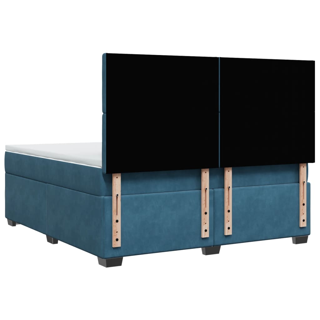 Boxspring met matras fluweel blauw 180x200 cm